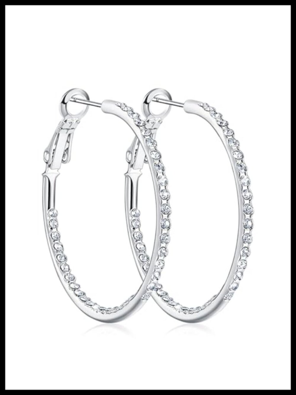 14K Gold Plated Hoop Earrings Cubic Zirconia Latch Back